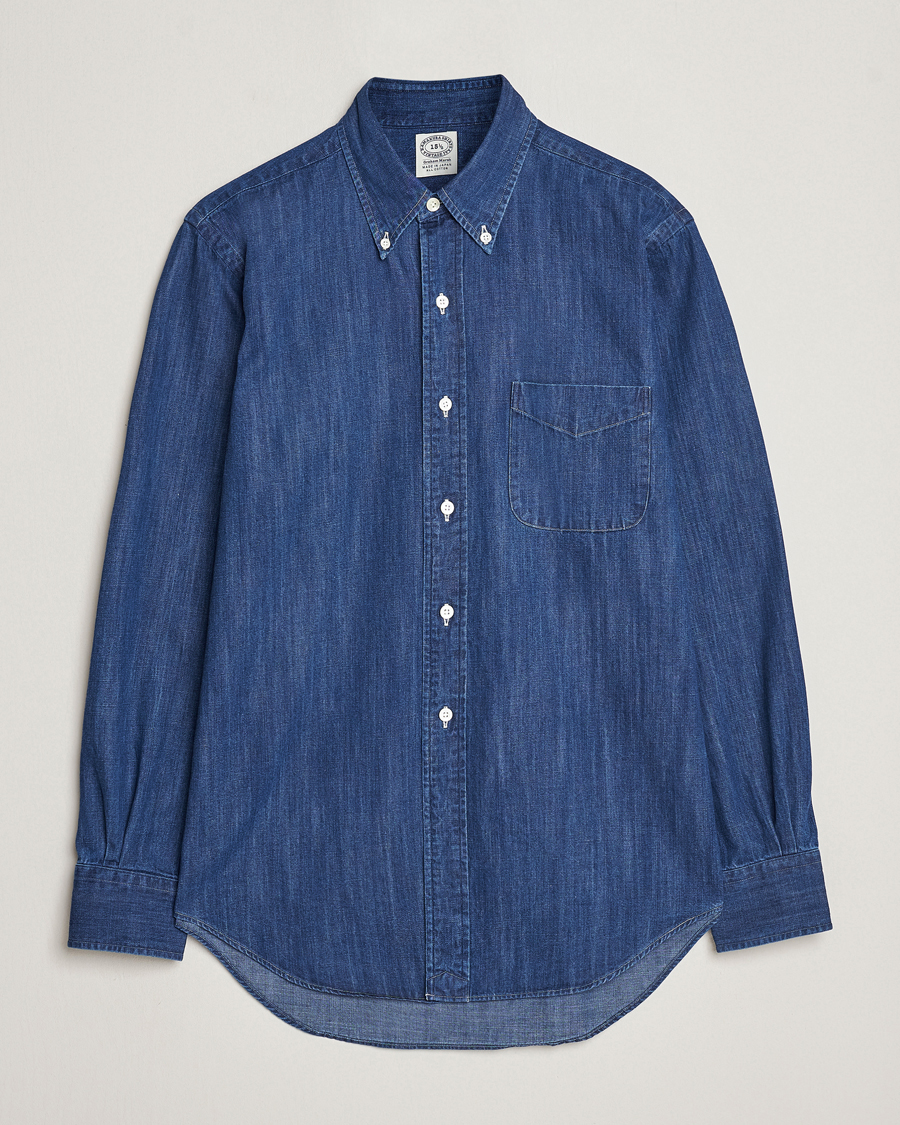 Herre | Skjorter | Kamakura Shirts | Vintage Ivy Denim Button Down Shirt Dark Indigo