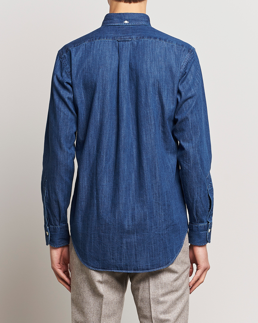 Herre | Skjorter | Kamakura Shirts | Vintage Ivy Denim Button Down Shirt Dark Indigo