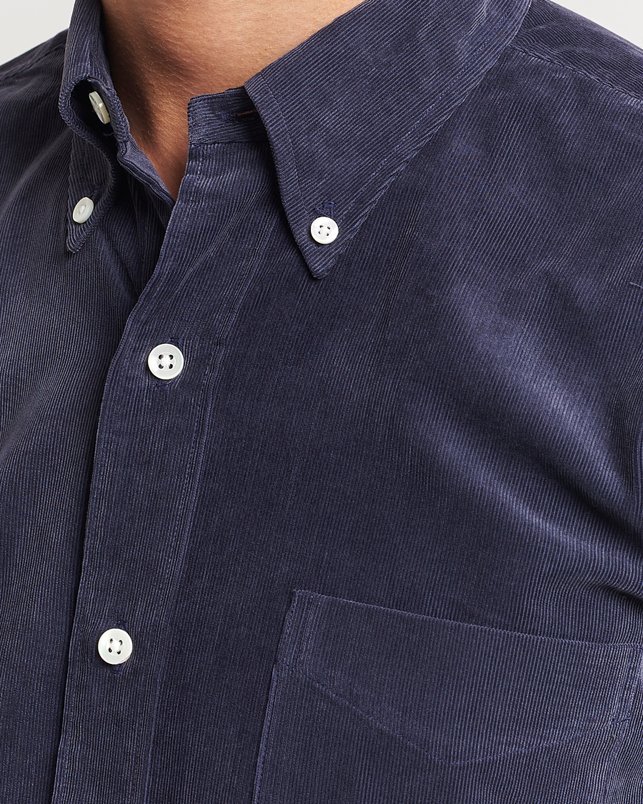 Herre | Skjorter | Kamakura Shirts | Vintage Ivy Japanese Corduroy Shirt Navy