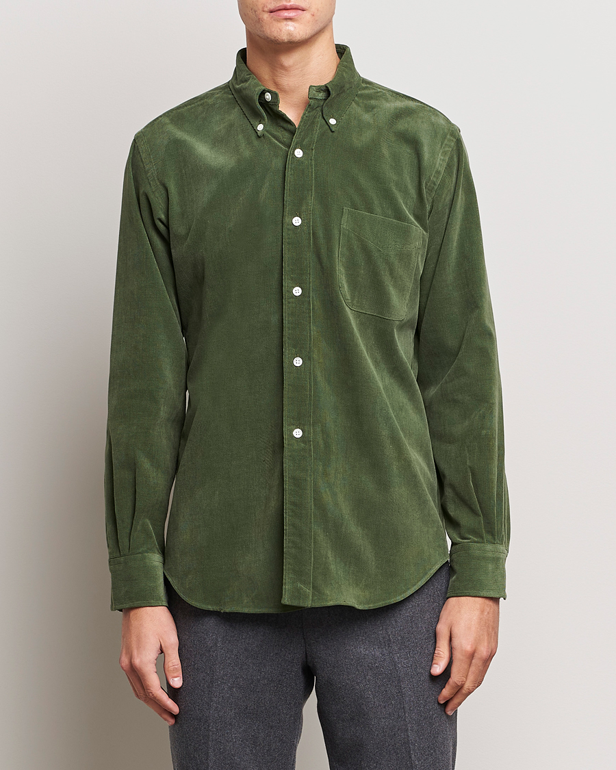 Herre | Nye produktbilder | Kamakura Shirts | Vintage Ivy Japanese Corduroy Shirt Green