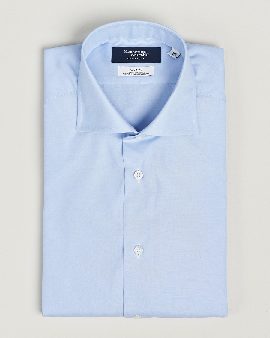 Herre | Skjorter | Kamakura Shirts | Slim Fit Broadcloth Shirt Light Blue