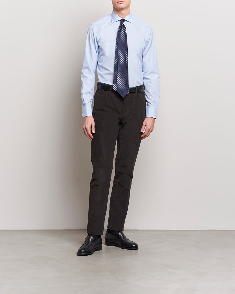 Herre | Skjorter | Kamakura Shirts | Slim Fit Broadcloth Shirt Light Blue