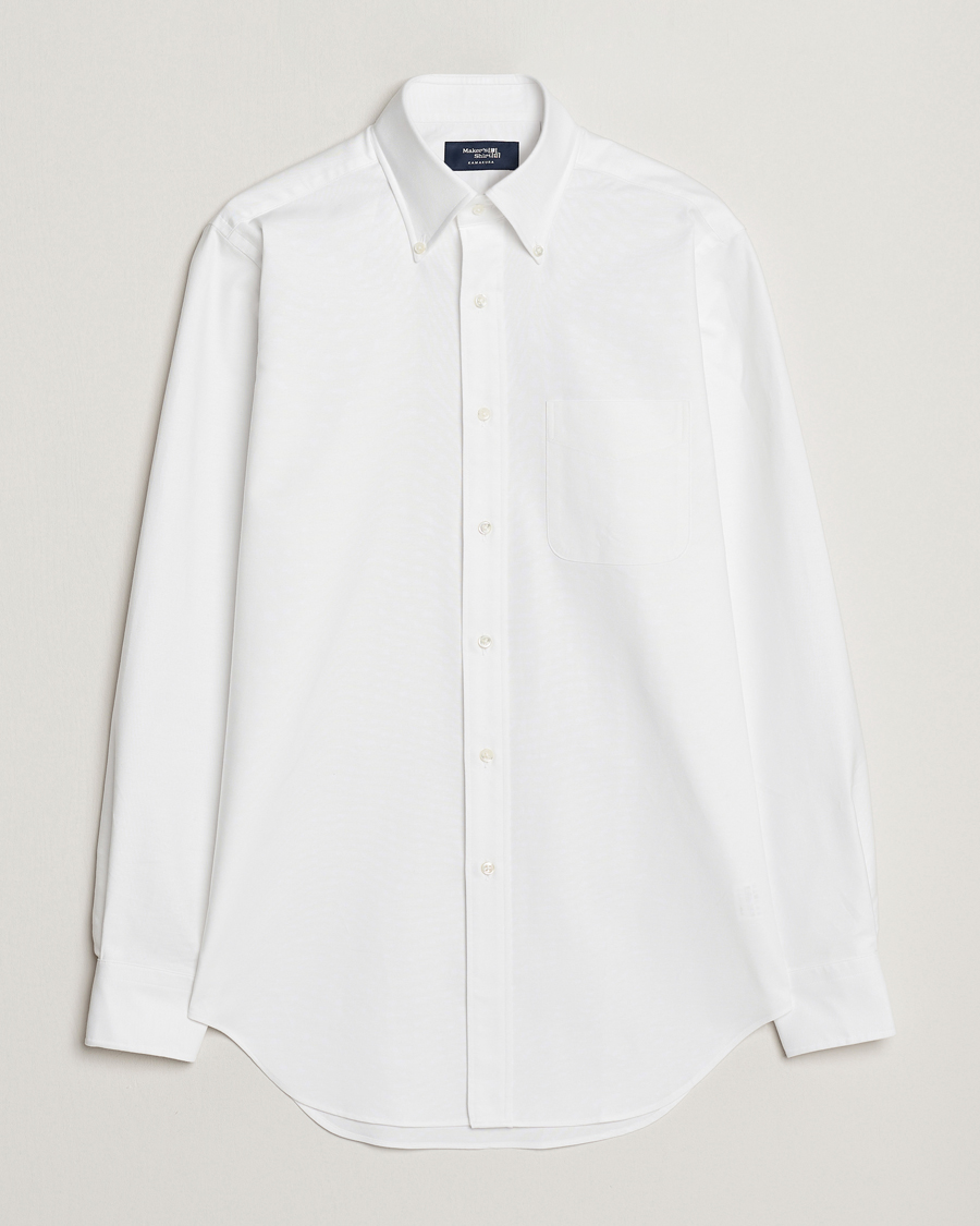 Herre | Kamakura Shirts | Kamakura Shirts | Slim Fit Oxford Button Down Shirt White