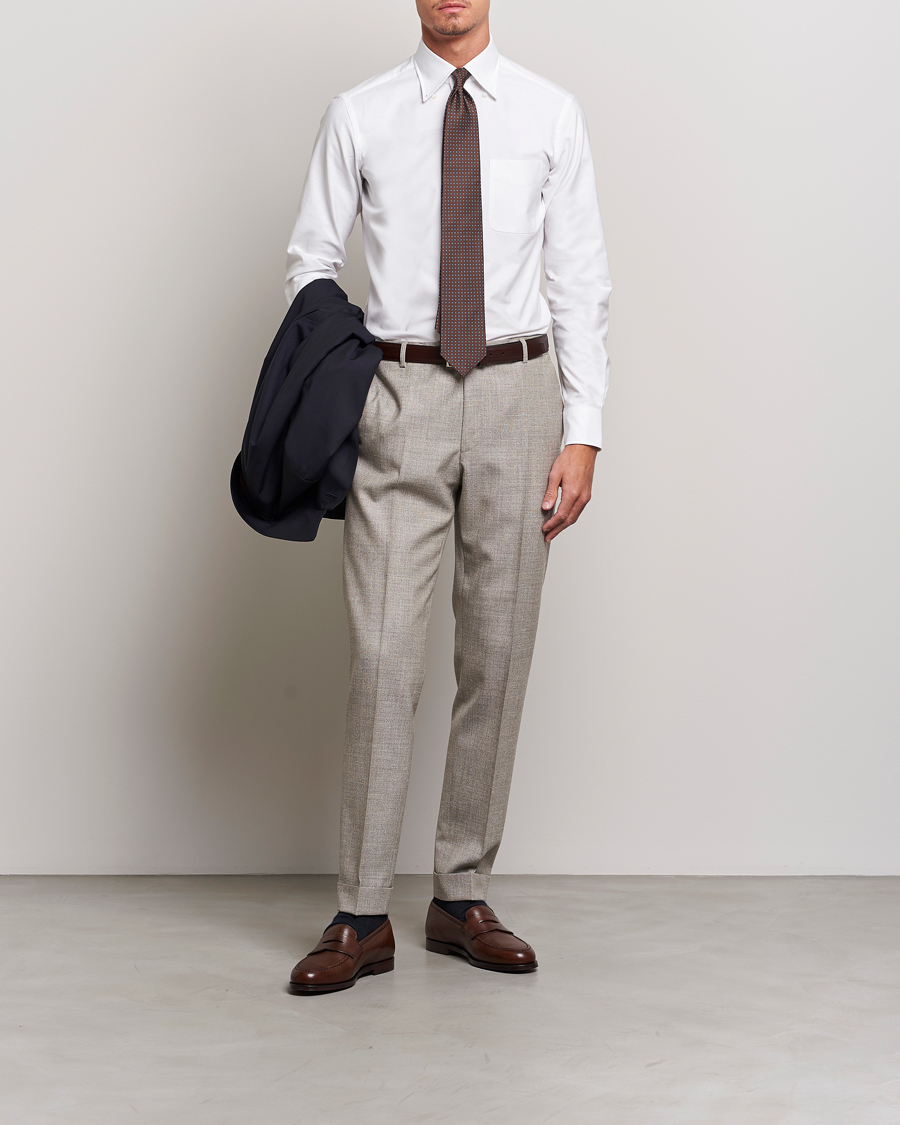 Herre | Skjorter | Kamakura Shirts | Slim Fit Oxford Button Down Shirt White