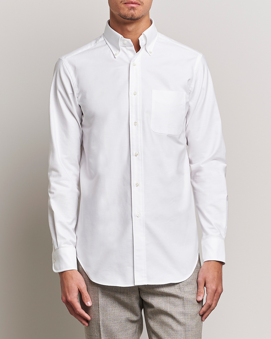 Herre | Skjorter | Kamakura Shirts | Slim Fit Oxford Button Down Shirt White