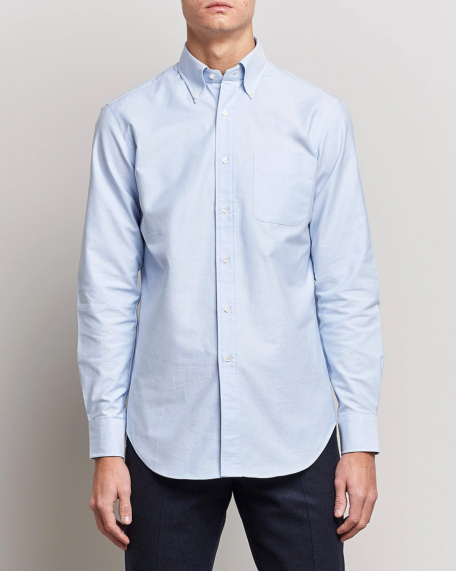 Herre |  | Kamakura Shirts | Slim Fit Oxford Button Down Shirt Light Blue