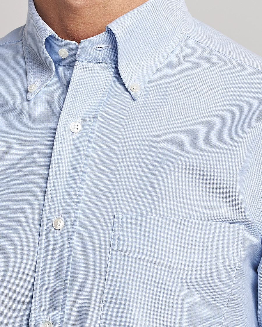 Herre | Skjorter | Kamakura Shirts | Slim Fit Oxford Button Down Shirt Light Blue