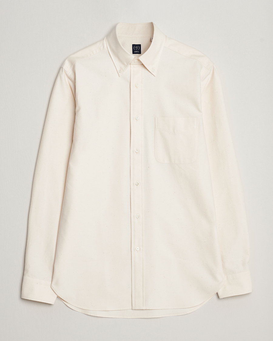 Herre | Skjorter | Beams F | Cotton Flannel Button Down Shirt Off White