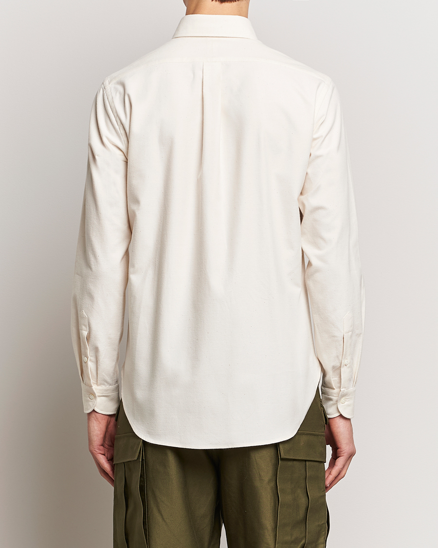 Herre | Skjorter | Beams F | Cotton Flannel Button Down Shirt Off White