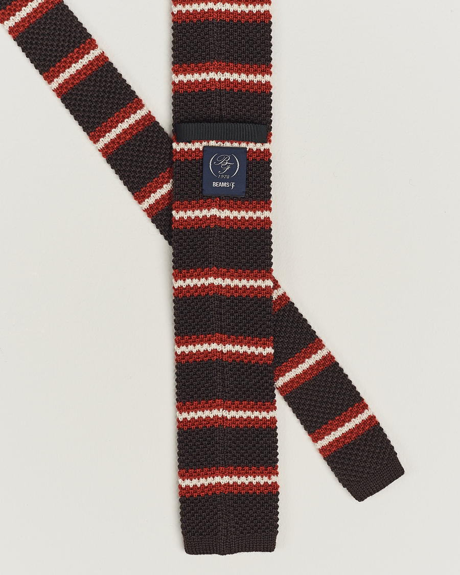 Herre | Beams F Striped Wool Tie Brown/Red | Beams F | Striped Wool Tie Brown/Red