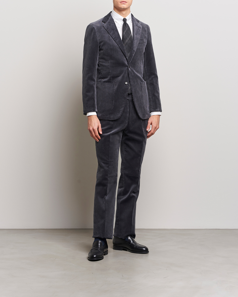 Herre | Bukser | Beams F | Corduroy Side Adjuster Trousers Charcoal