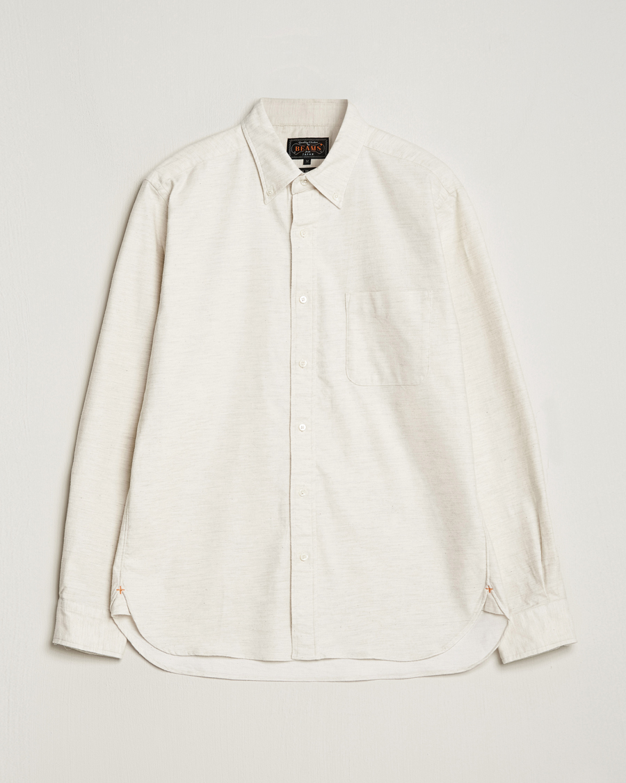 Herre | Skjorter | BEAMS PLUS | Flannel Button Down Shirt Off White