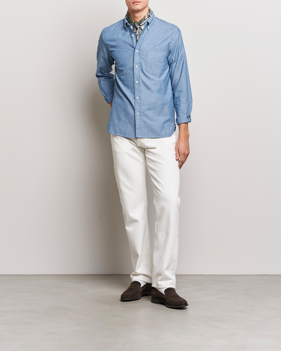 Herre | Skjorter | BEAMS PLUS | Chambray Button Down Shirt Blue
