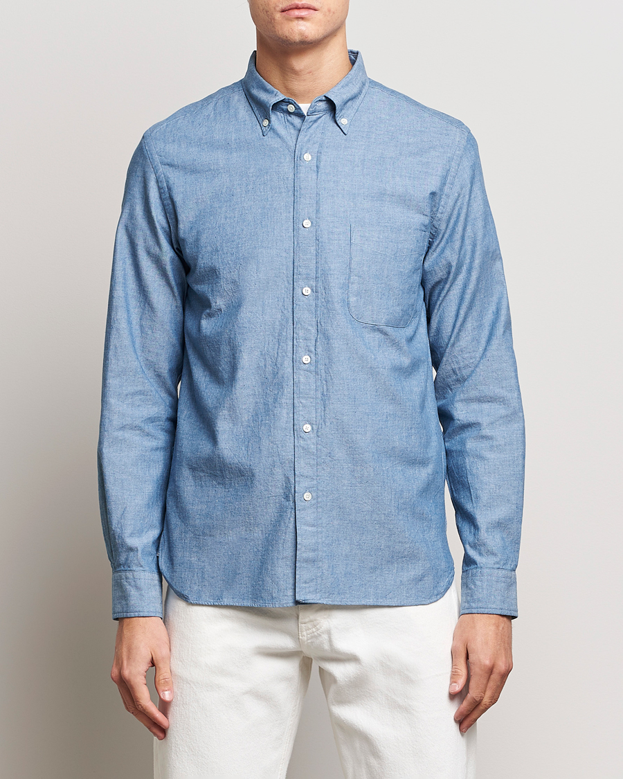 Herre | Skjorter | BEAMS PLUS | Chambray Button Down Shirt Blue
