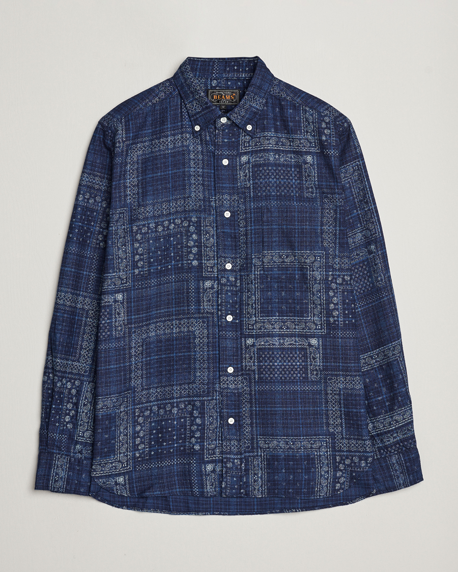 Herre | Skjorter | BEAMS PLUS | Patchwork Button Down Shirt Indigo