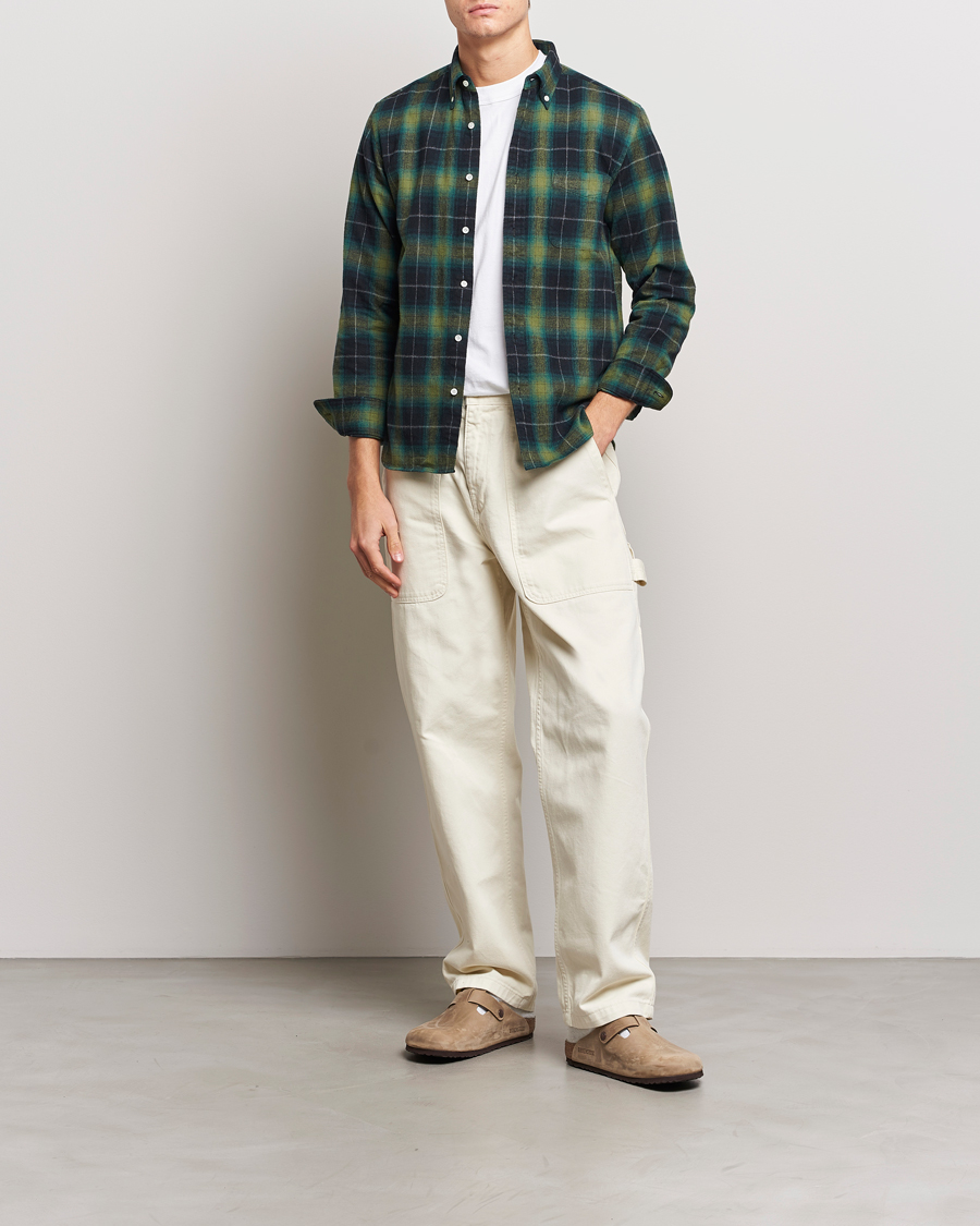 Herre | Skjorter | BEAMS PLUS | Shaggy Flannel Button Down Shirt Green Check