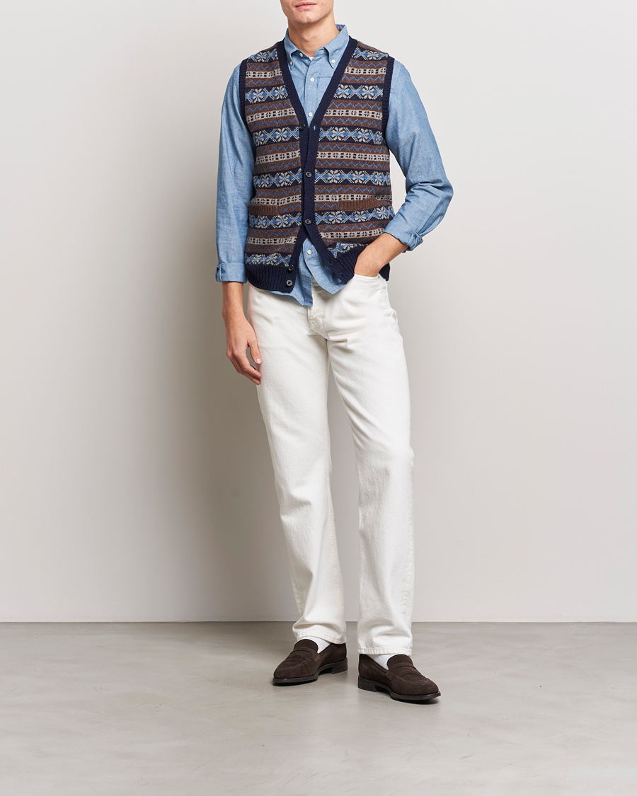 Herre | Gensere | BEAMS PLUS | Fairisle Knit Vest Brown
