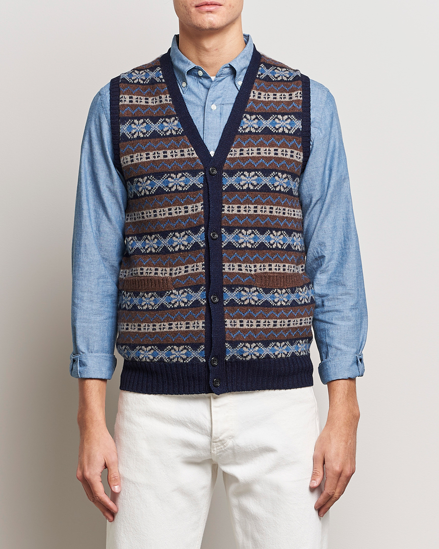 Herre | Gensere | BEAMS PLUS | Fairisle Knit Vest Brown