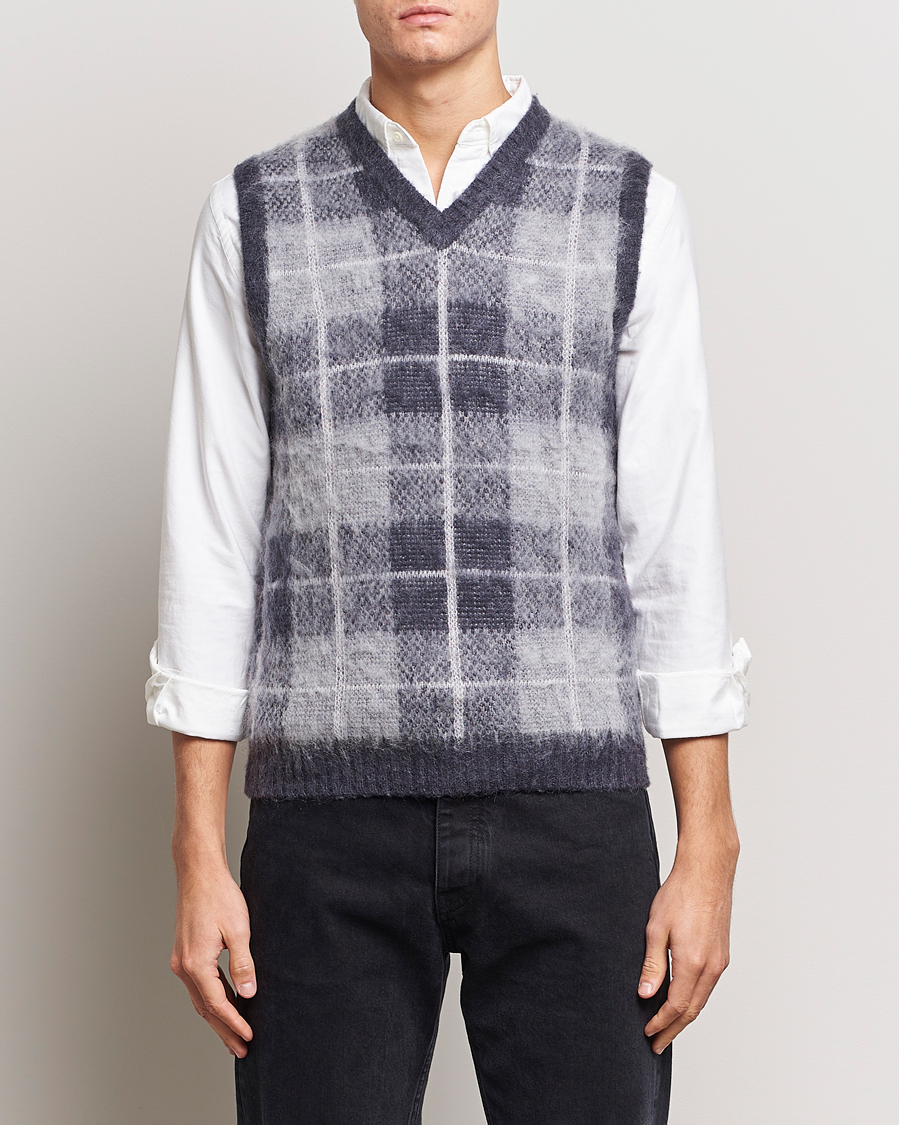 Herre | Gensere | BEAMS PLUS | Check Mohair Vest Grey