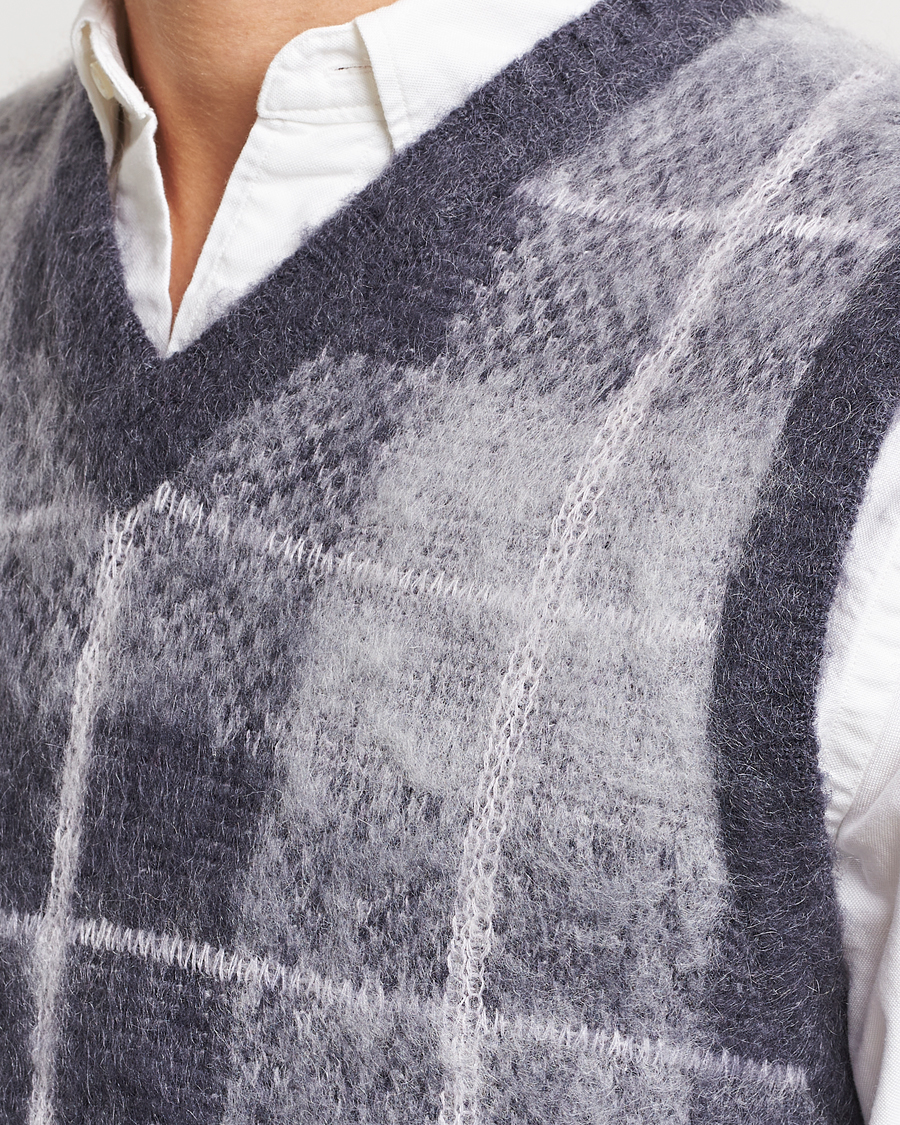 Herre | Gensere | BEAMS PLUS | Check Mohair Vest Grey