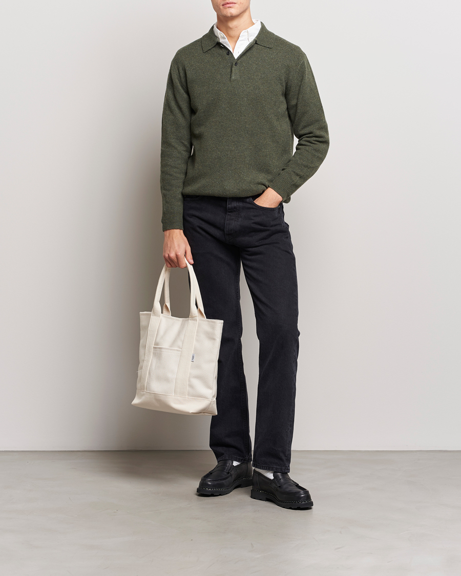 Herre | Gensere | BEAMS PLUS | Long Sleeve Knitted Polo Olive