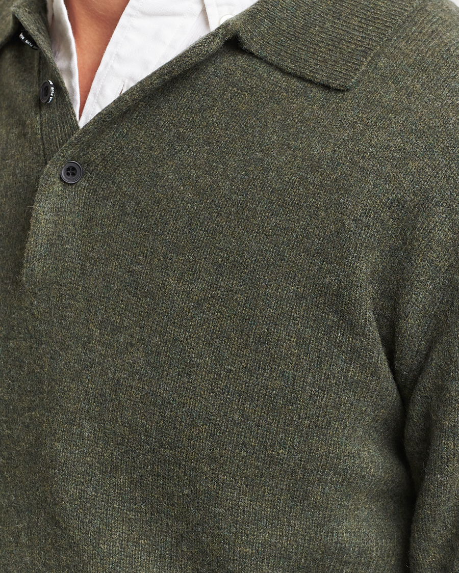 Herre | Gensere | BEAMS PLUS | Long Sleeve Knitted Polo Olive