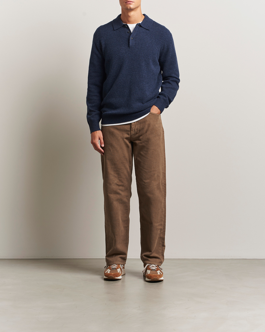 Herre | Gensere | BEAMS PLUS | Knitted Wool Polo Navy