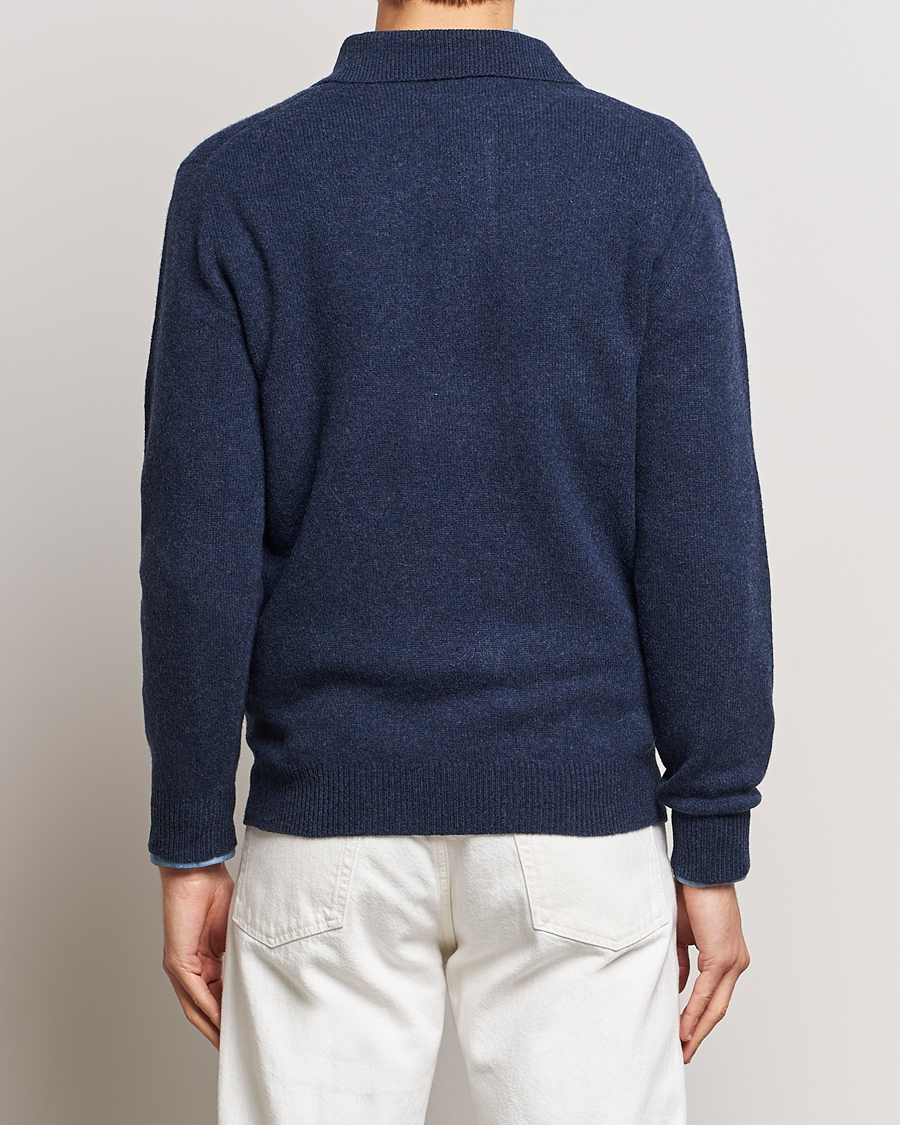 Herre | Gensere | BEAMS PLUS | Long Sleeve Knitted Polo Navy