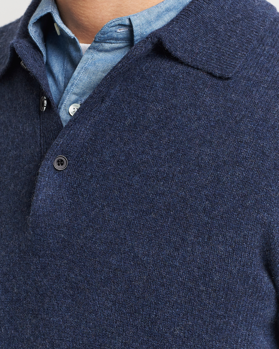 Herre | Gensere | BEAMS PLUS | Long Sleeve Knitted Polo Navy