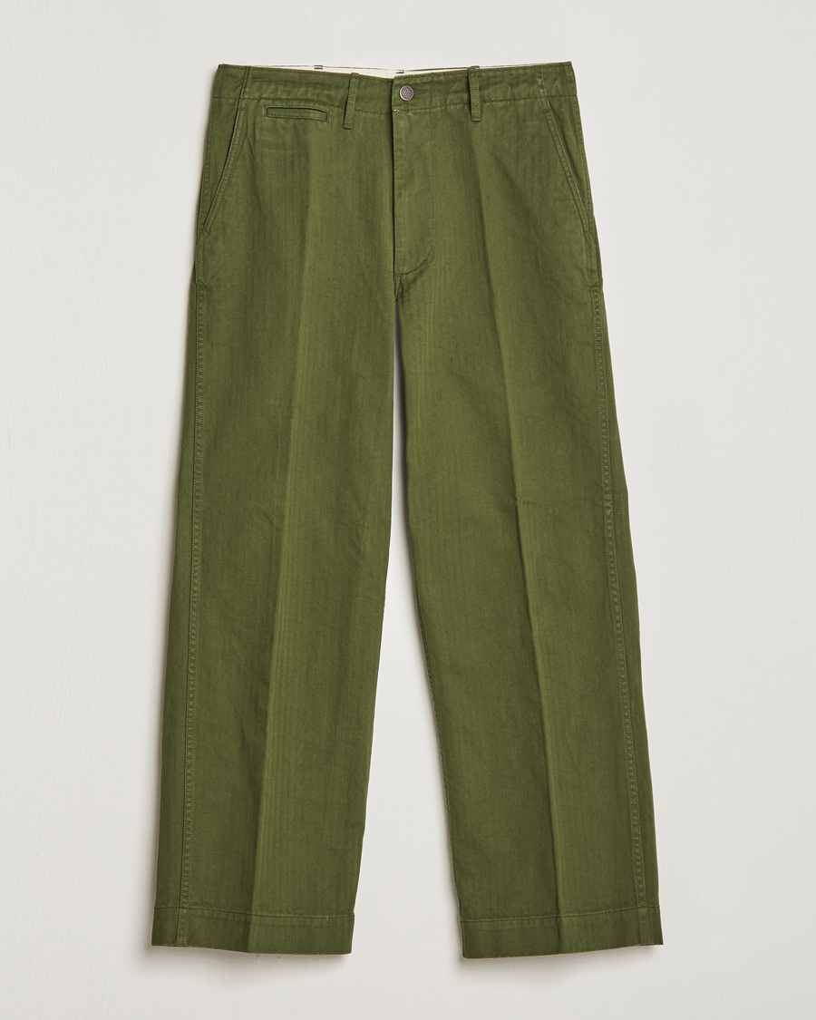 Herre | Bukser | BEAMS PLUS | MIL Herringbone Trousers Olive