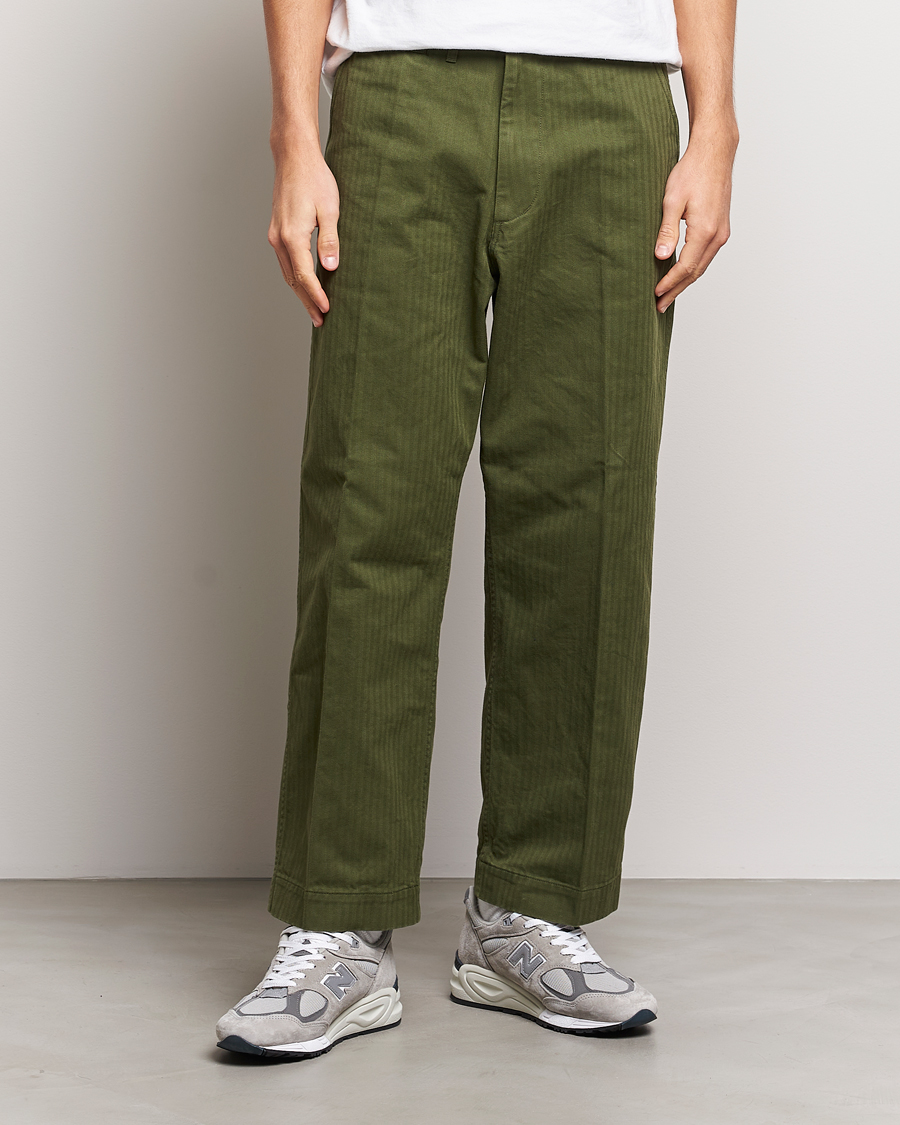 Herre | Bukser | BEAMS PLUS | MIL Herringbone Trousers Olive