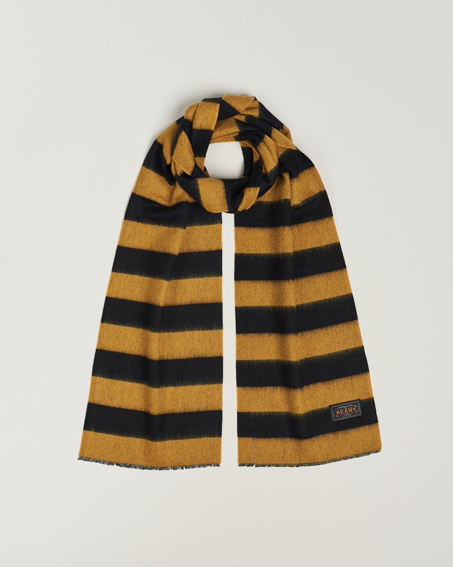 Herre |  | BEAMS PLUS | Cashmere Stripe Scarf Black/Yellow