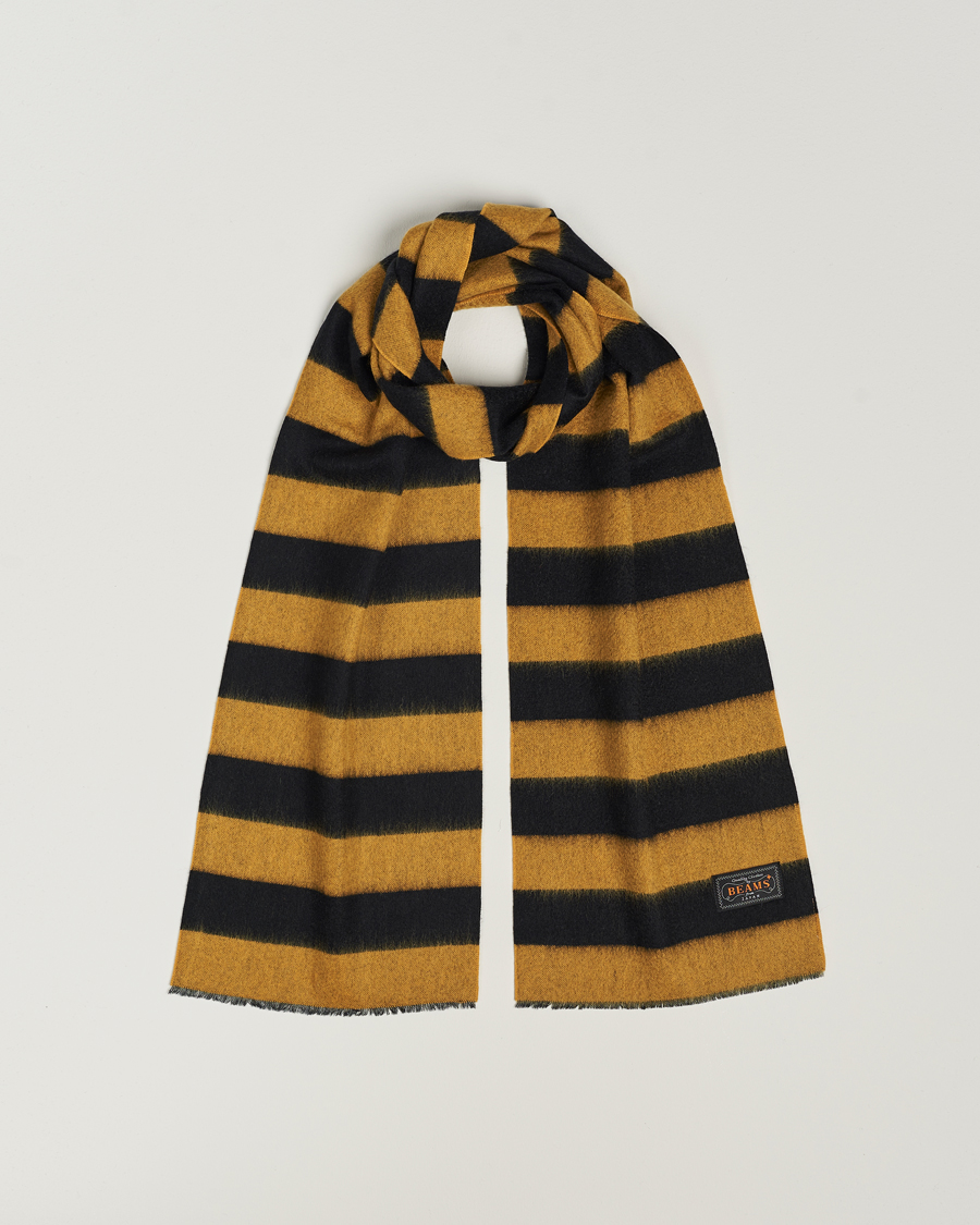Herre | BEAMS PLUS Cashmere Stripe Scarf Black/Yellow | BEAMS PLUS | Cashmere Stripe Scarf Black/Yellow