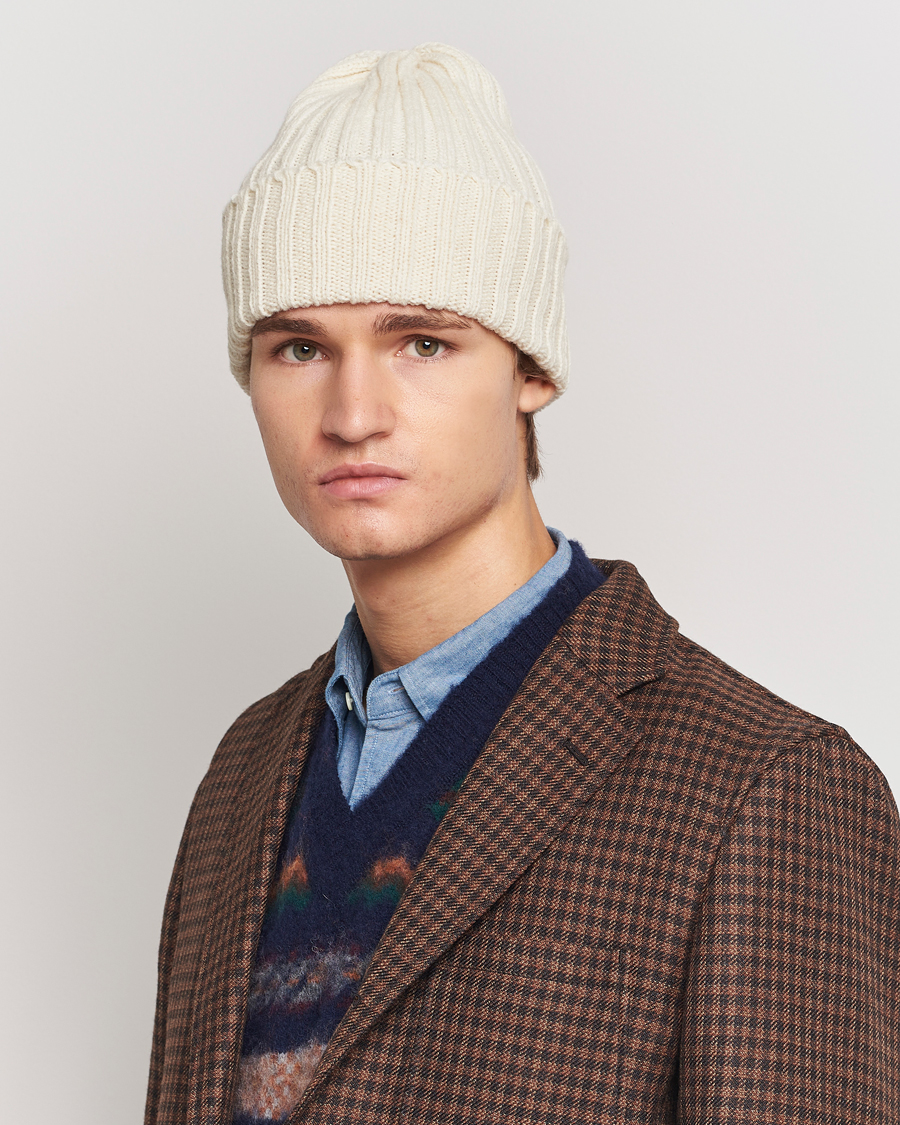 Herre | BEAMS PLUS Wool Watch Hat Natural | BEAMS PLUS | Wool Watch Hat Natural