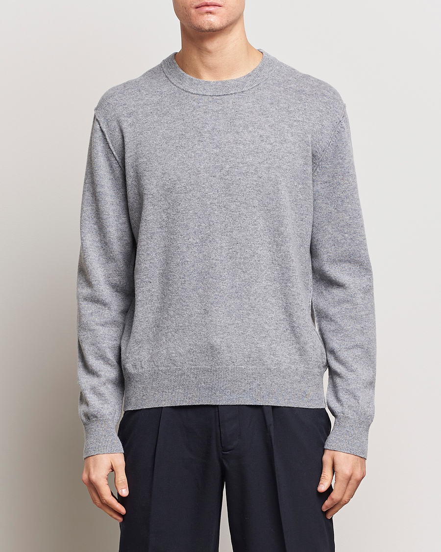 Herre | Strikkede gensere | Filippa K | 93 Knitted Lambswool Crew Neck Sweater Grey Melange