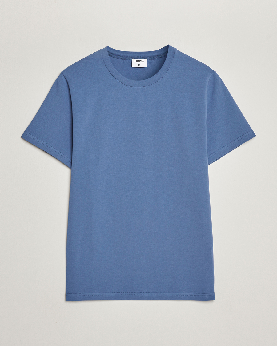 Herre | T-Shirts | Filippa K | Soft Lycra T-Shirt Paris Blue