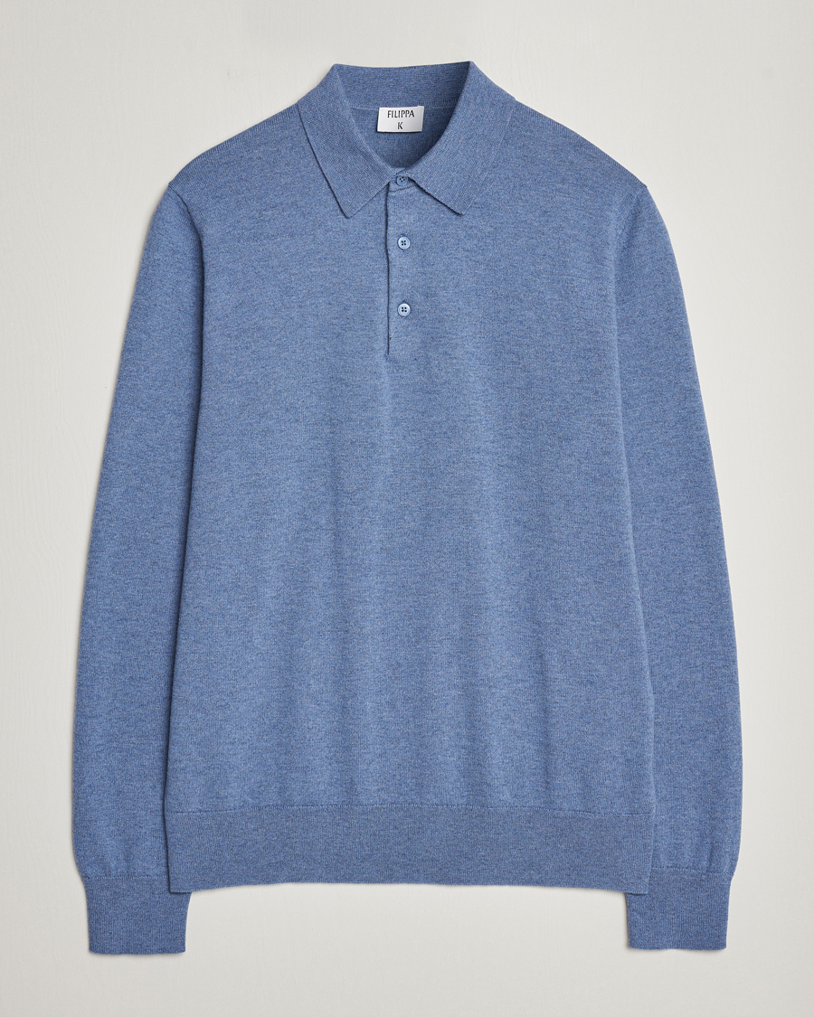 Herre | Gensere | Filippa K | Knitted Polo Shirt Paris Blue