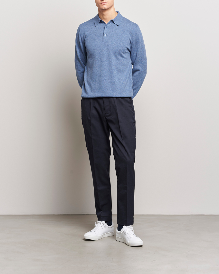 Herre | Gensere | Filippa K | Knitted Polo Shirt Paris Blue
