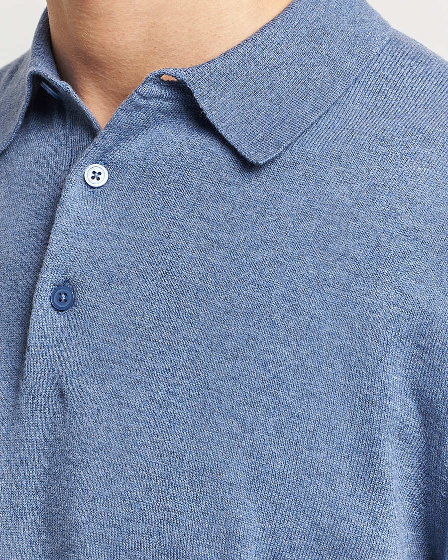 Herre | Gensere | Filippa K | Knitted Polo Shirt Paris Blue