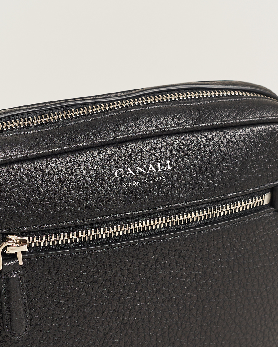 Herre | Vesker | Canali | Grain Leather Shoulder Bag Black