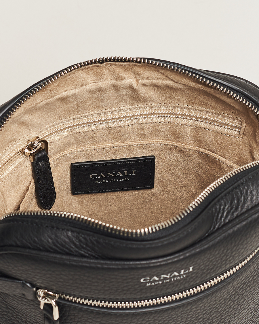 Herre | Vesker | Canali | Grain Leather Shoulder Bag Black
