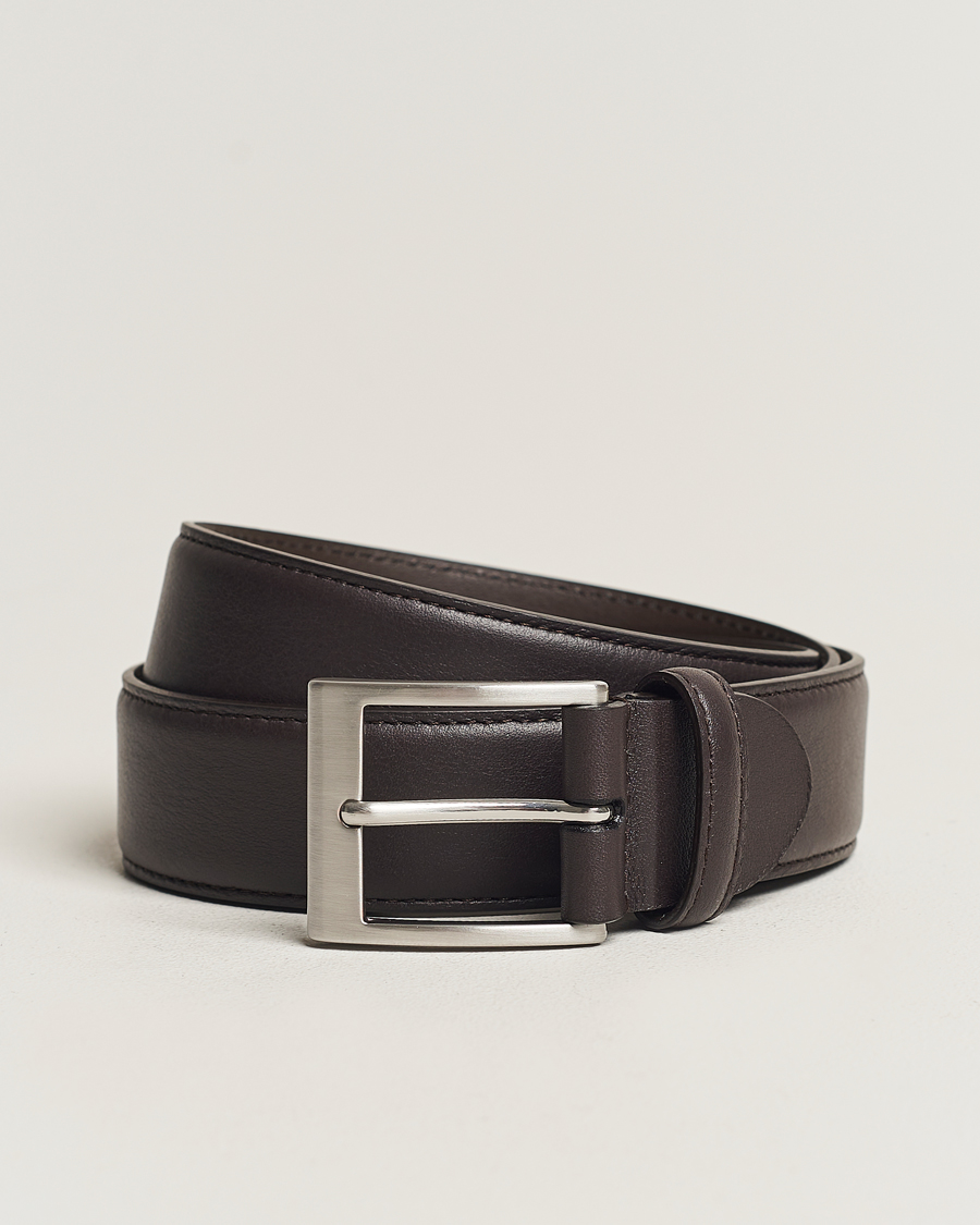Herre | Canali | Canali | Leather Belt Dark Brown Calf