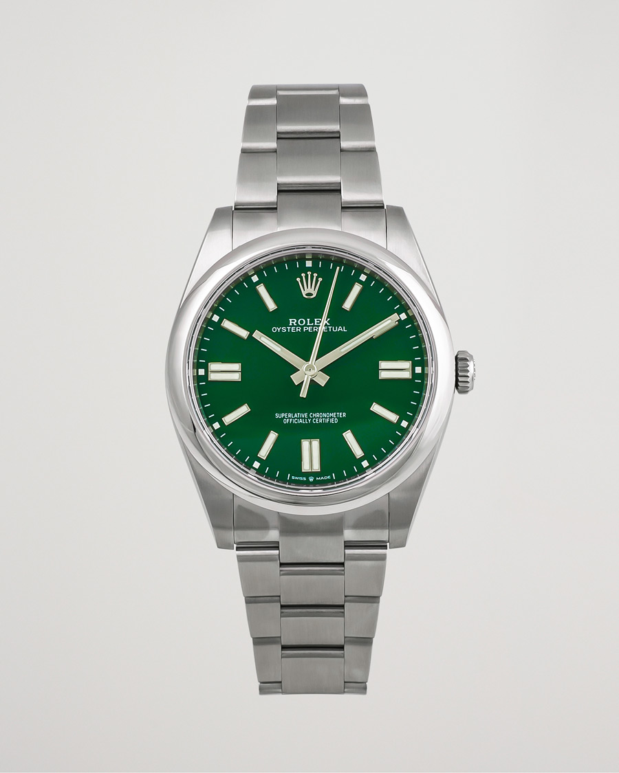 Herre | Rolex Pre-Owned Oyster Perpetual 41 Green Steel | Rolex Pre-Owned | Oyster Perpetual 41 Green Steel