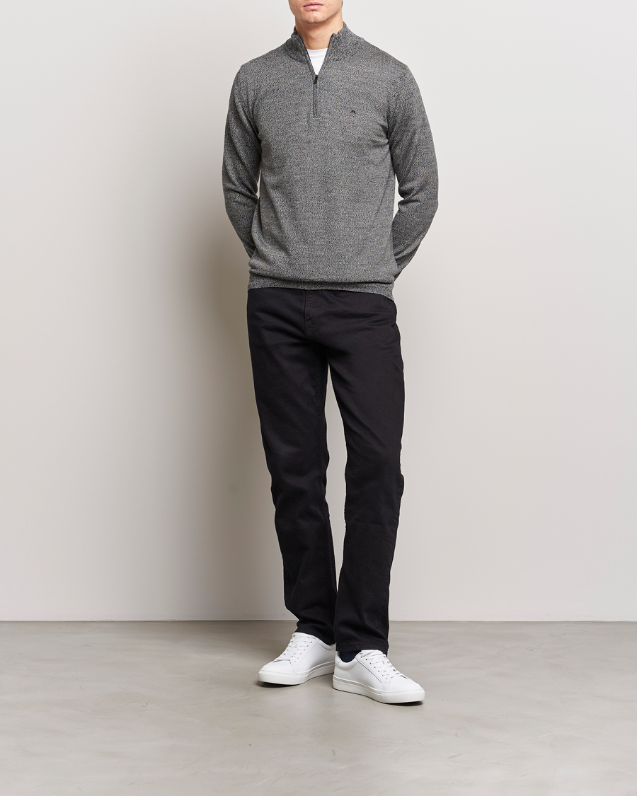 Herre | Gensere | J.Lindeberg | Kiyan Quarter Zip Wool Sweater Black Melange