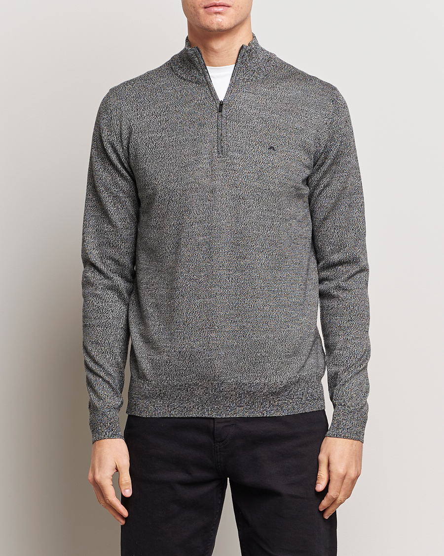 Herre | 30% salg | J.Lindeberg | Kiyan Quarter Zip Wool Sweater Black Melange