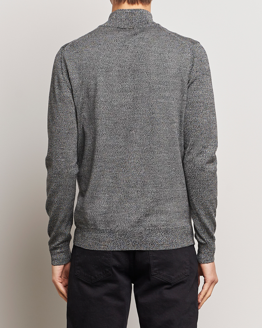 Herre | Gensere | J.Lindeberg | Kiyan Quarter Zip Wool Sweater Black Melange