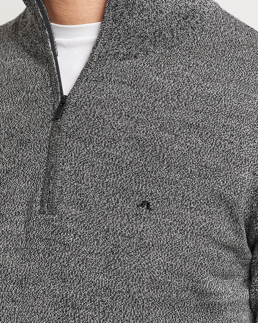Herre | Gensere | J.Lindeberg | Kiyan Quarter Zip Wool Sweater Black Melange