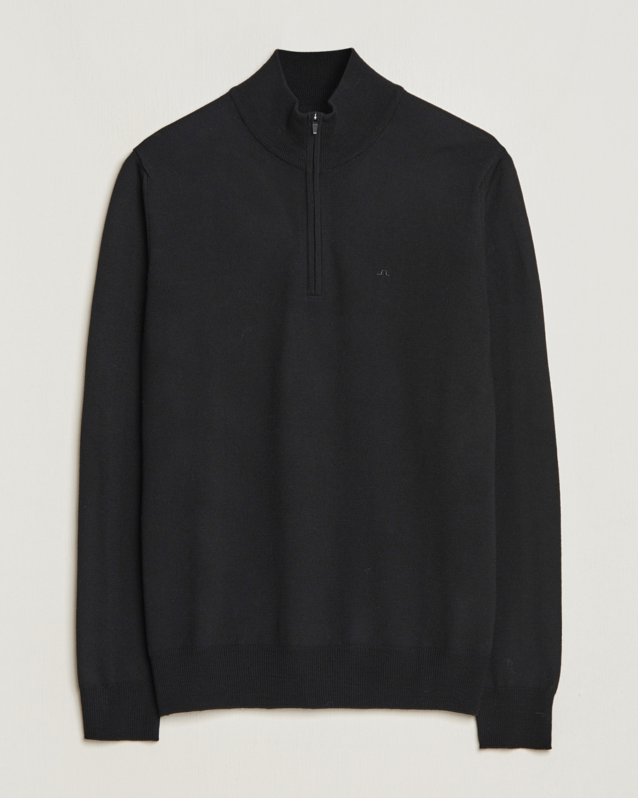 Herre | Gensere | J.Lindeberg | Kiyan Quarter Zip Wool Sweater Black