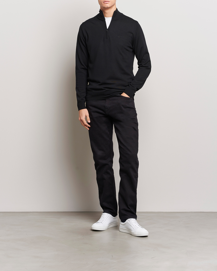 Herre | Gensere | J.Lindeberg | Kiyan Quarter Zip Wool Sweater Black
