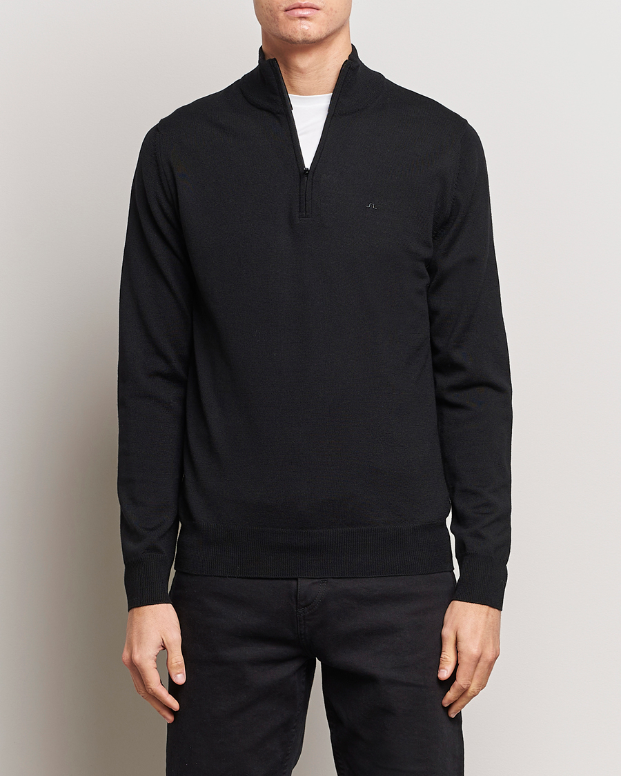 Herre | Salg | J.Lindeberg | Kiyan Quarter Zip Wool Sweater Black